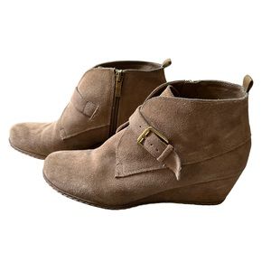 Franco Sarto Brown Suede Leather Upper Booties with Buckle Strap Size 8